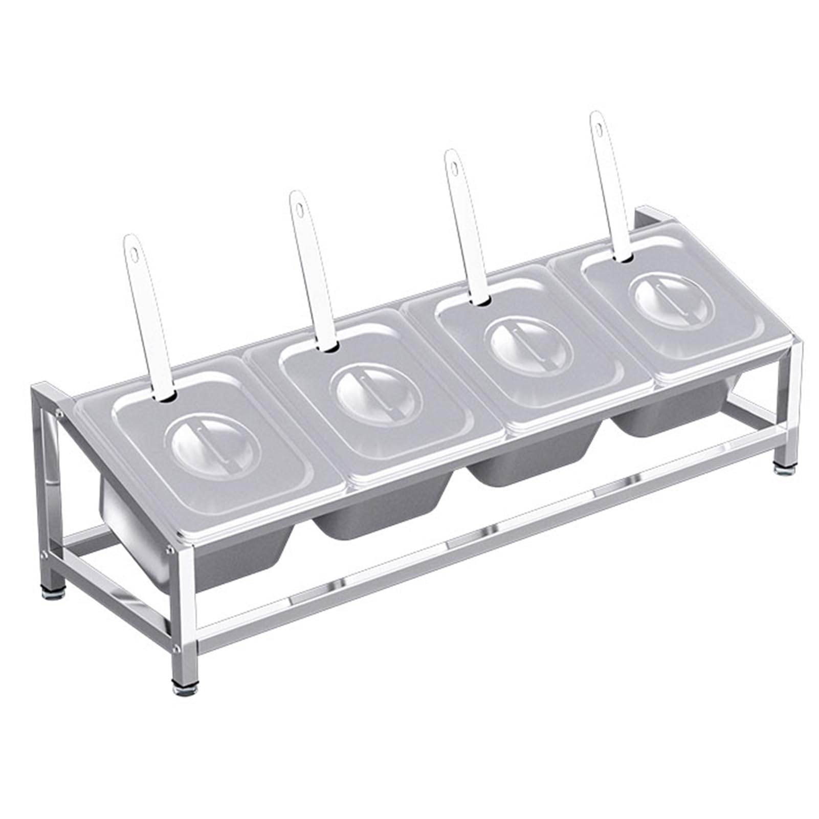 WDSOPK Spice Rack Set, Commercial Condiment Racks for Kitchen Buffets, Stainless Steel Inclined Organizer Shelf, Countertop Seasoning Container for Sauce Salad Jam Ingredients (66.5x21x18cm)