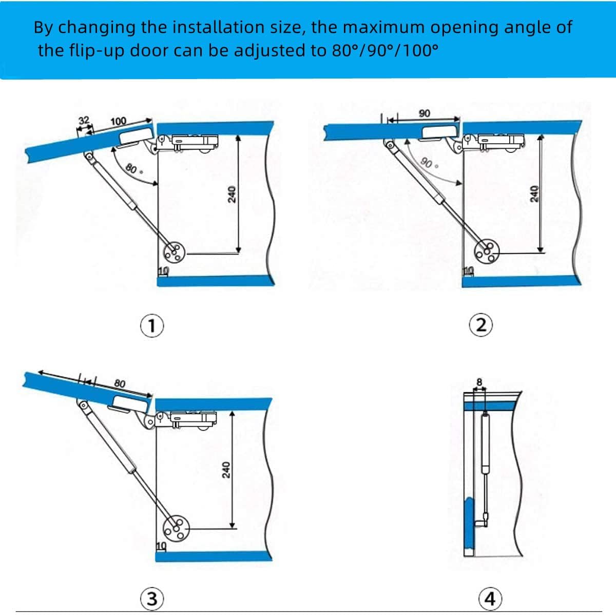 Buy GDQLCNXB 80N/17 lb Gas Strut Hinge Safety Lift Support, Gas