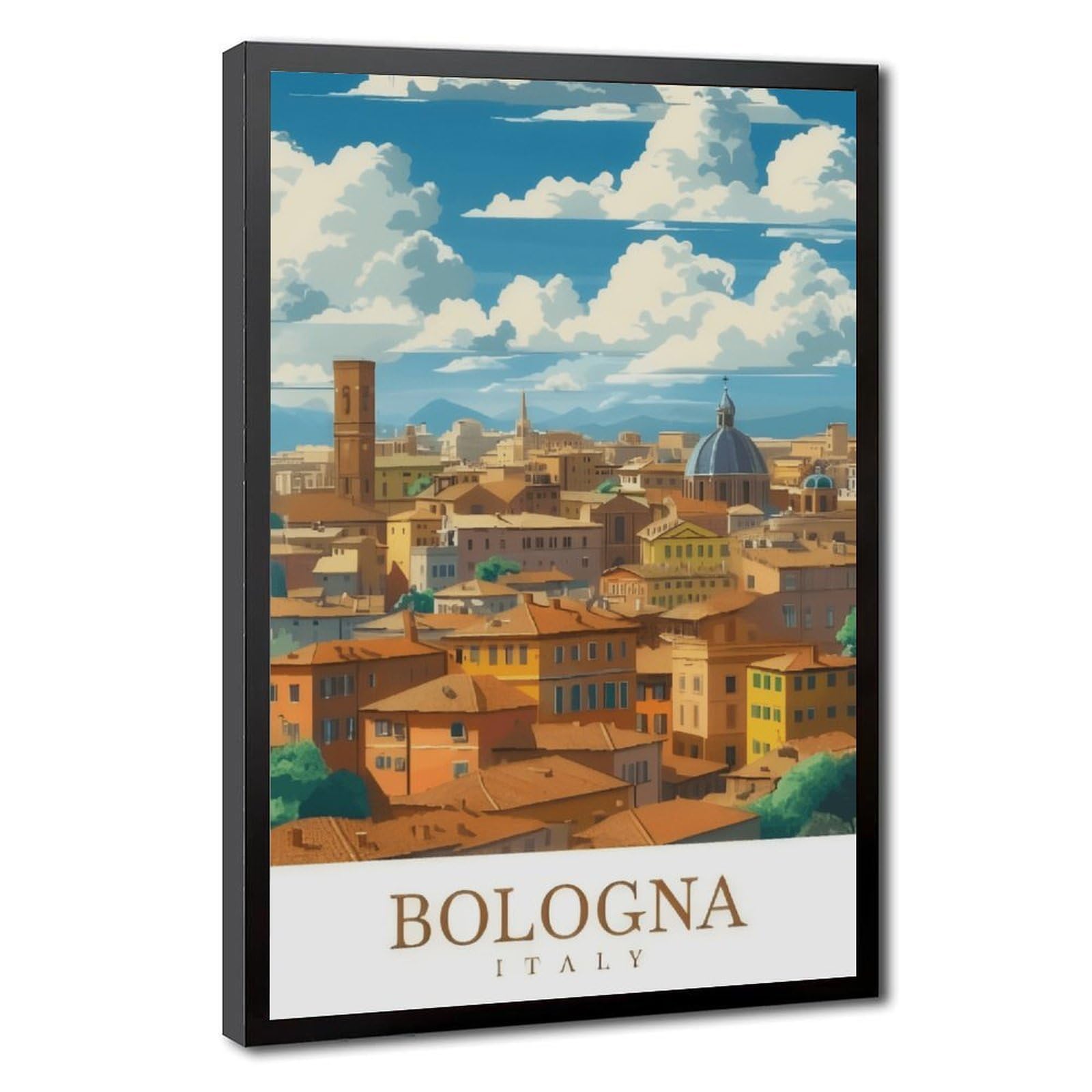 Poster su tela a tema viaggi Bologna, Italia (1), decorazione per camera da letto, ufficio, stanza, regalo, 40,6 cm di lunghezza x 61 cm di larghezza