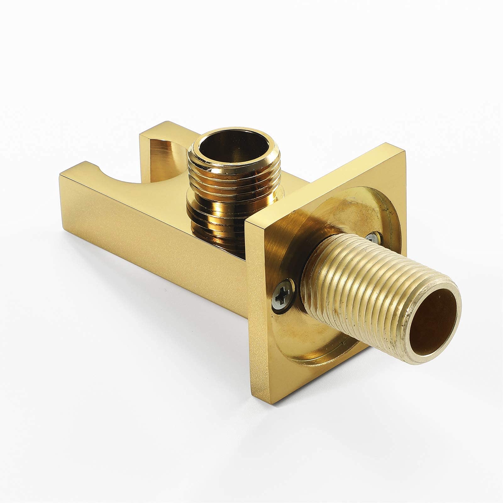 AKAZI Duschkopfhalter aus Messing, Handbrausehalterung, Wandmontage, quadratisch, Duschhalterung, G 1/2-Schnittstelle, Brausehalter, Schwarz (Titanium Gold)