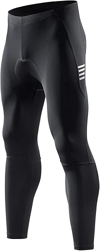 Santic Men's Bike Pants Long 4D Padded Cycling Tights Leggings Outdoor Riding Pants with Zipper Pockets