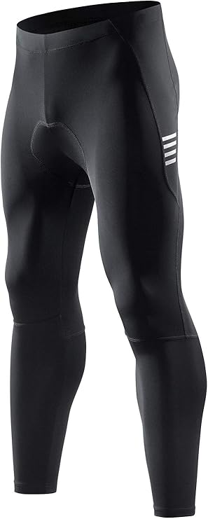 Santic Men's Bike Pants Long 4D Padded Cycling Tights Leggings Outdoor Riding Pants with Zipper Pockets