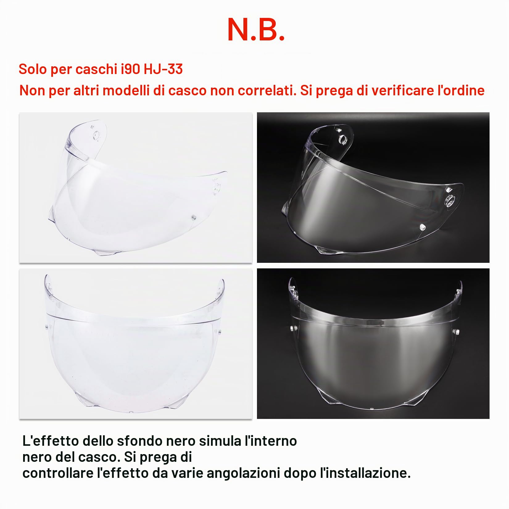 PSLER Visiera per Casco per HJC HJ-33 I90 Visiera Colorata per HJC Hj-33 i90 Protezione UV per Moto Accessori di Ricambio per Visiera Protettiva(Trasparente)
