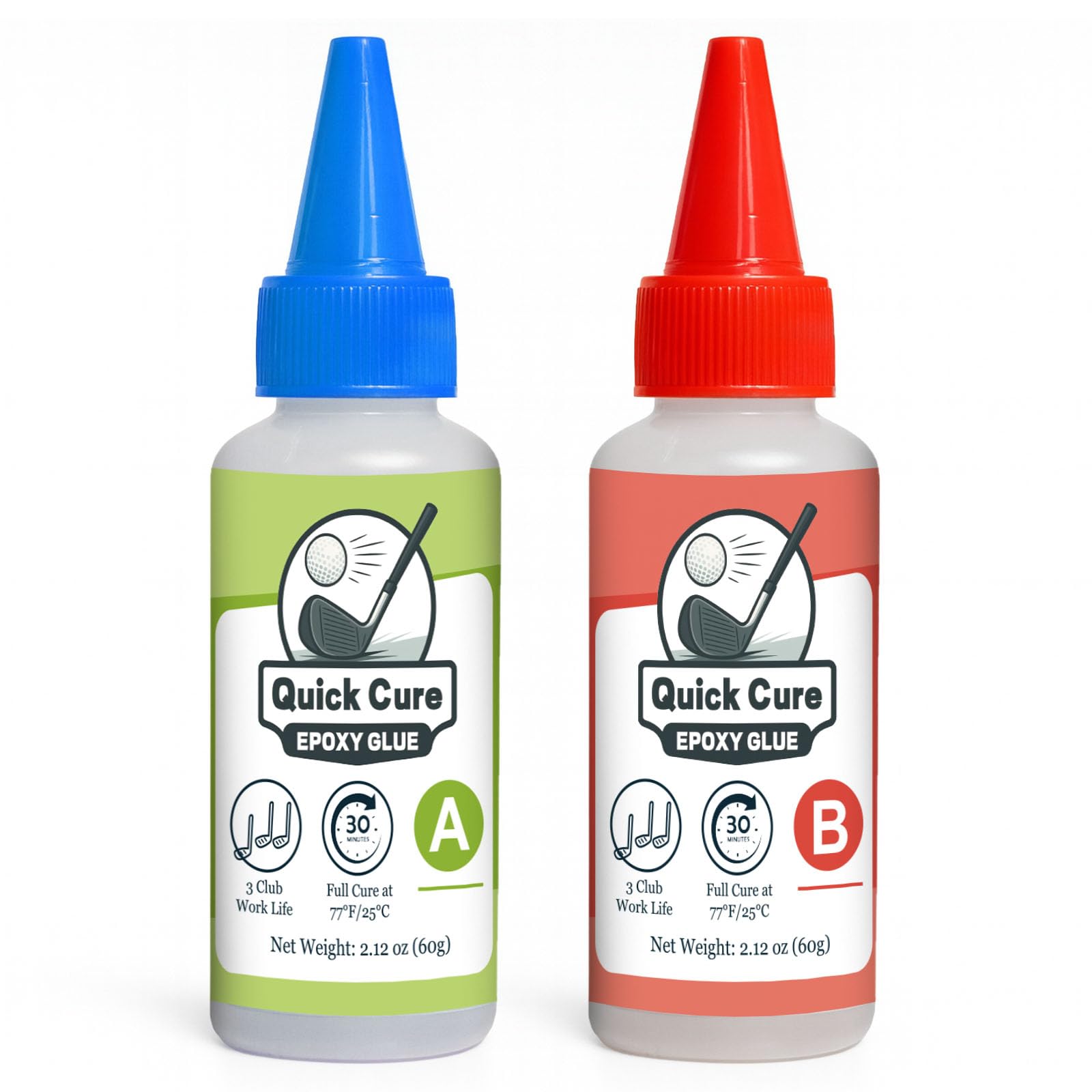 5min Golf Club Epoxy, 60+60ml Extra Strength Golf Shaft Epoxy, Applicable to All Clubheads, Drivers, Putters, and Irons, Compatible with Graphite and Steel Shafts (fast cure)