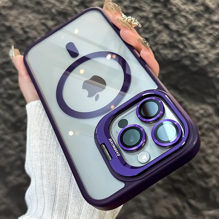 [ Colorful Lens Protector ] [Camera Kickstand ] Magnetic Case for iPhone 15 14 13 12 11 Pro Max 14 15 Plus [Compatible with MagSafe] Cover Millitary