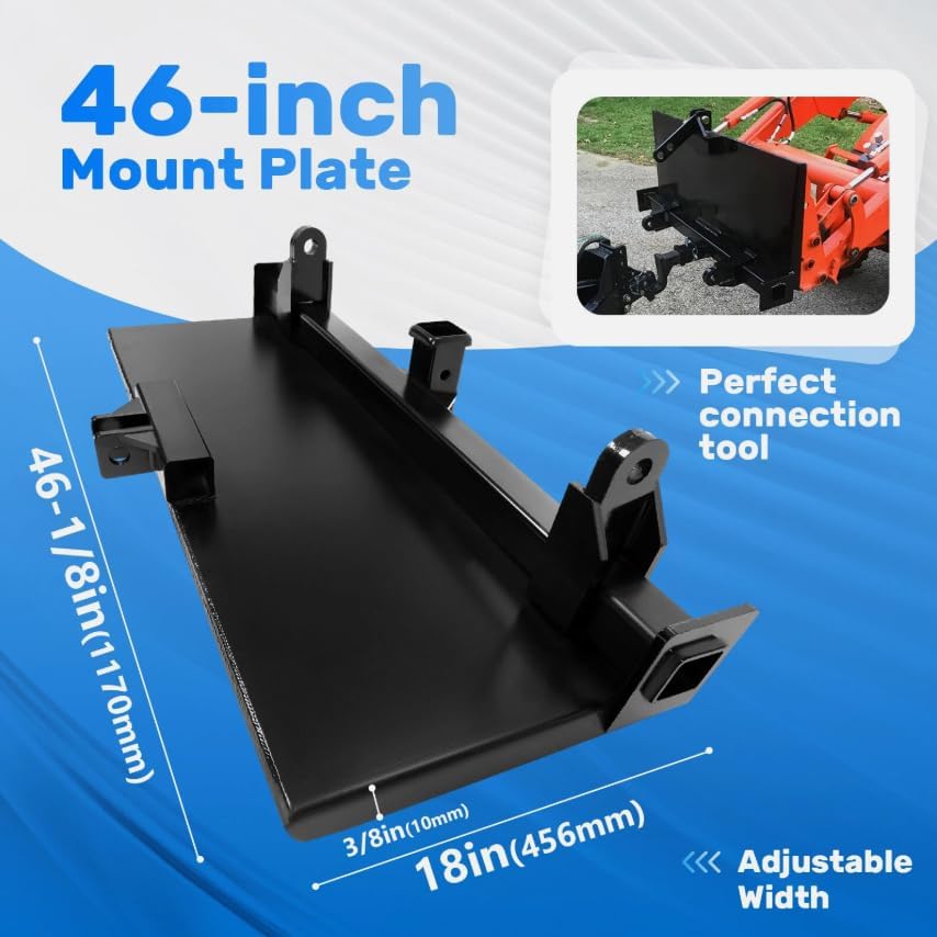 3 Point Attachment Adapter Adjustable Width Lift for Skid Steer Trailer Hitch