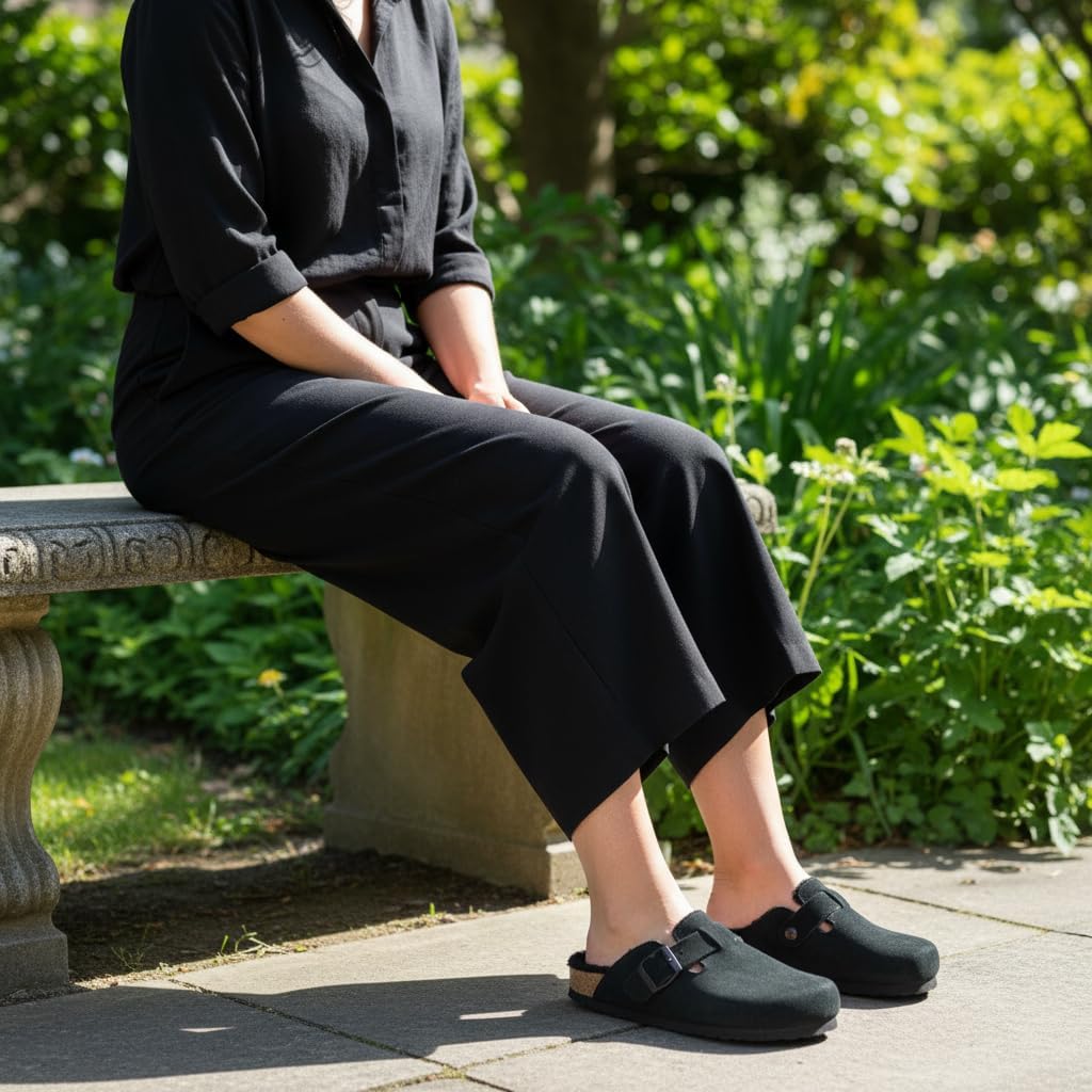 CUSHIONAIRE Women's Hana Cork footbed clog with Genuine Leather upper, Faux Fur lining, and +Comfort - Image 3