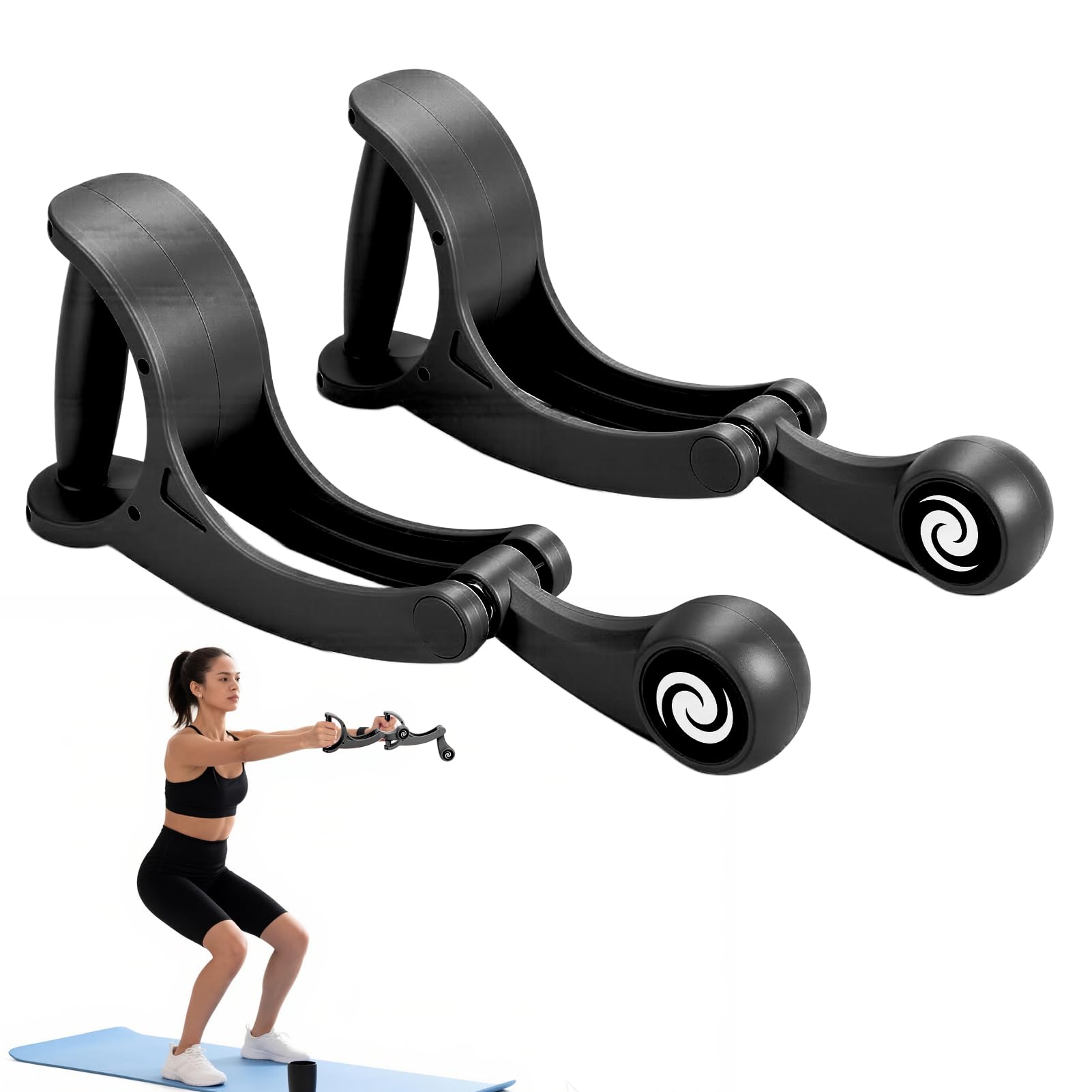 1 Pair Ropeless Battle Ropes, No Anchor Small Space Friendly, Quiet Tangle-Free Arm Strength Training, Rotating Rope for Home Gym Men & Women (Black)