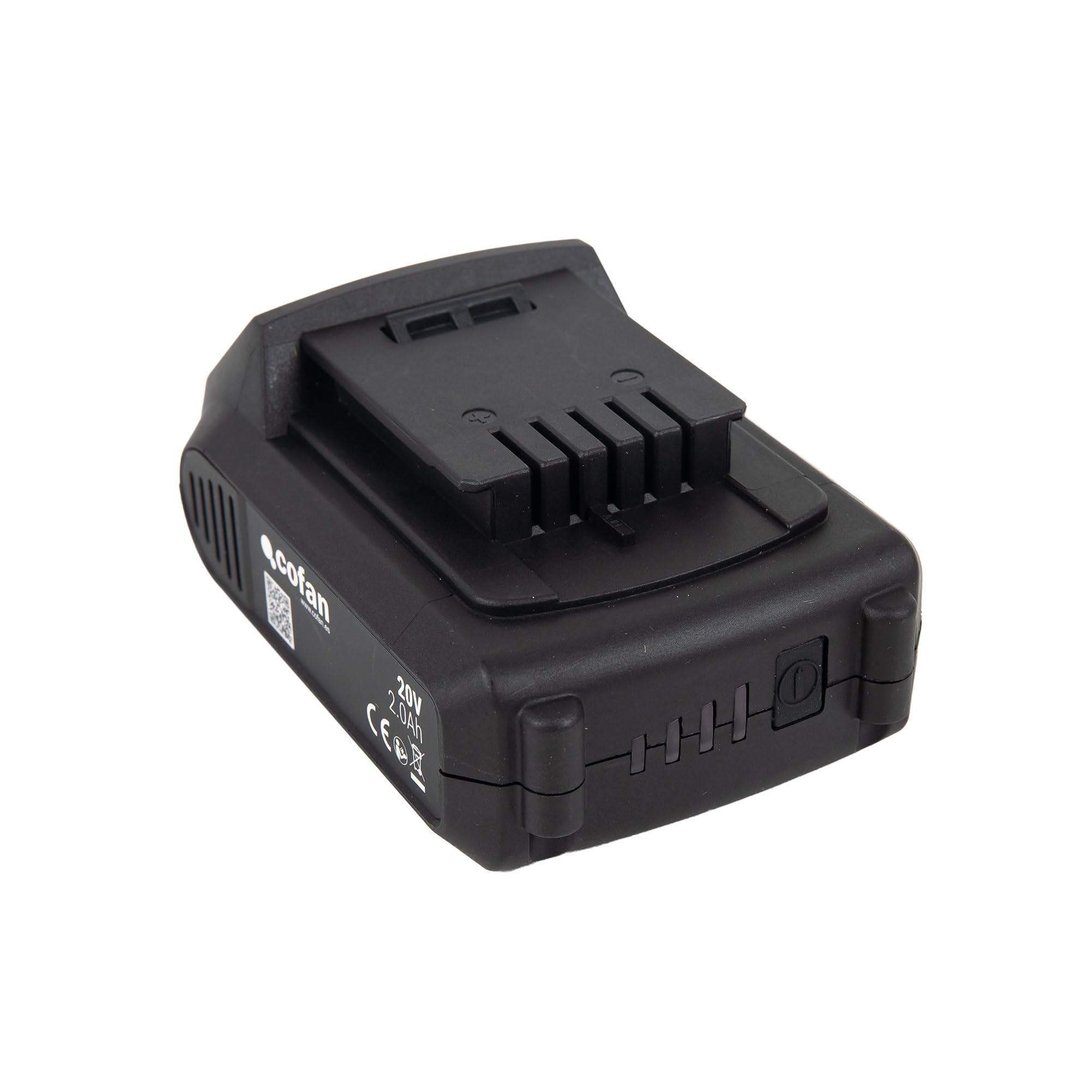 Cofan Batteria ricaricabile agli ioni di litio da 20 V e 2,0 Ah | Adatto per strumenti Cofan | Sistema 1 For-All | Indicatore di carica | Protezione da sovraccarico, sovratensioni e cortocircuiti