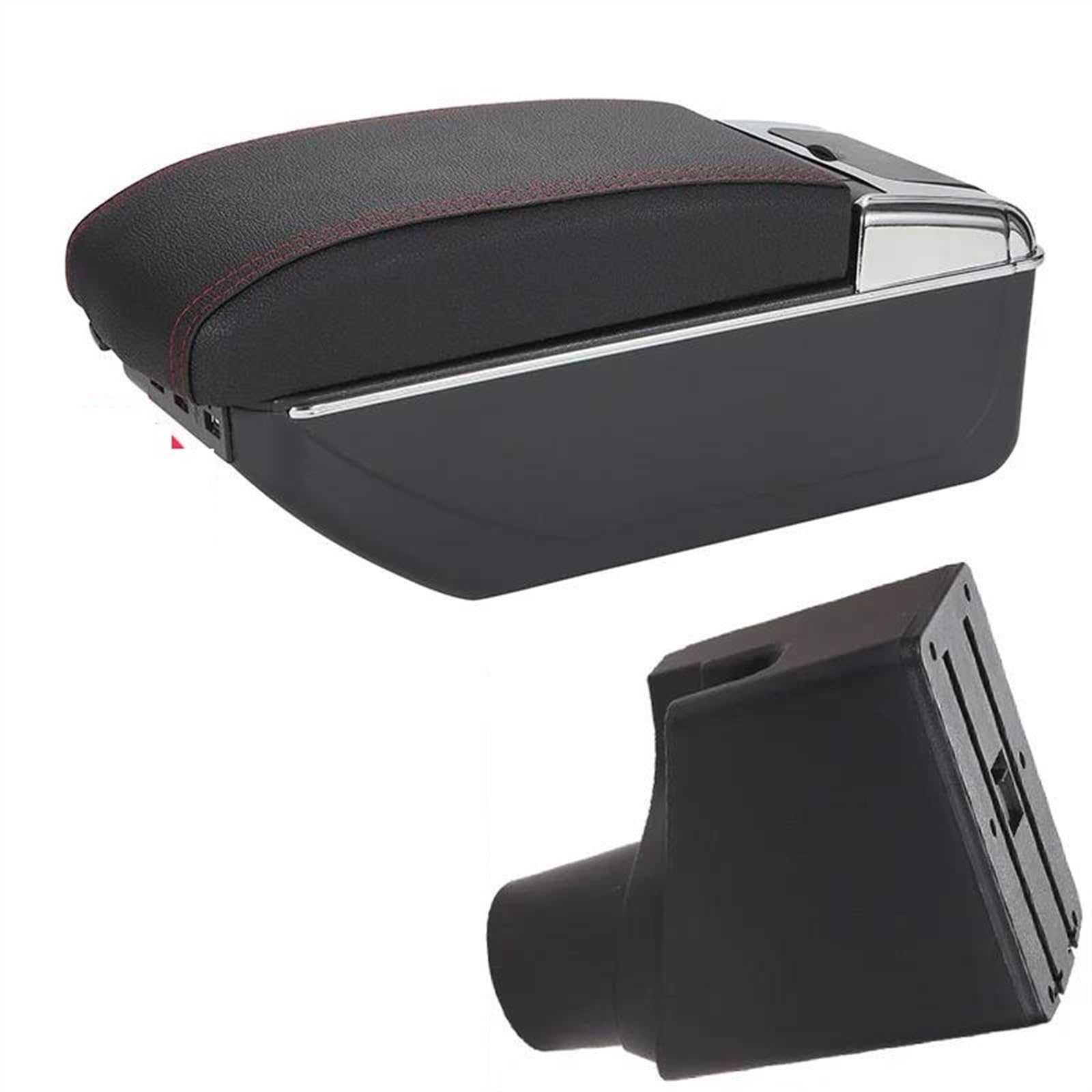 NOHEEU Car Armrest Box Center Storage Interior Details Retrofit Parts For Yaris For Hybrid 2015-2023(B1 Black red 7USB)