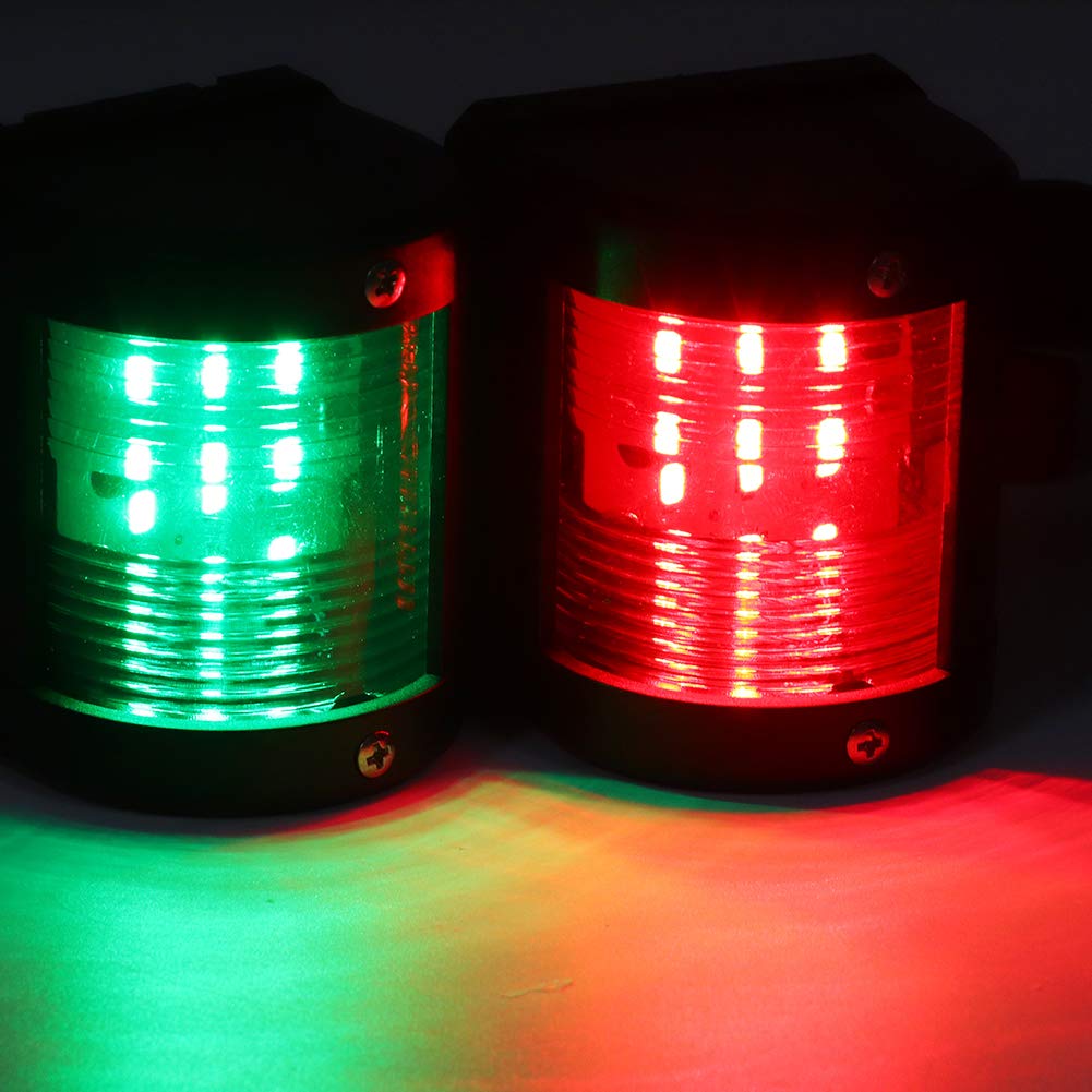 Terisass Marino LED luces de navegación de barco,Lámpara de navegación marina resistente al agua Luces de de barco con LED rojo y verde para el yate marino de barco 5W 12V/24V luz de señalización