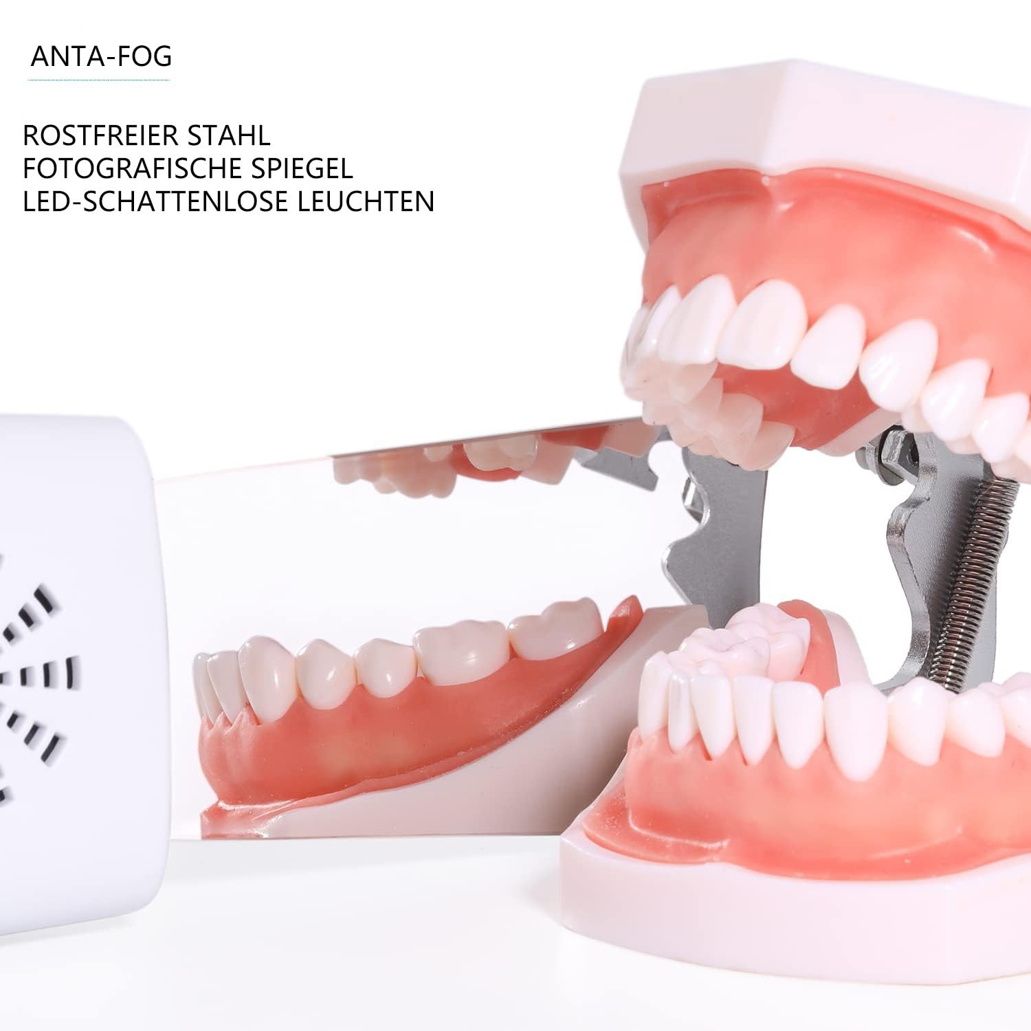 Dental Fog-Free Photography Mirrors, Dental Orthodontics Mirror Reflector, Intra-oral Teeth Inspection LED Mirror Wireless Charger & Fan mit 4 austauschbaren Spiegeln