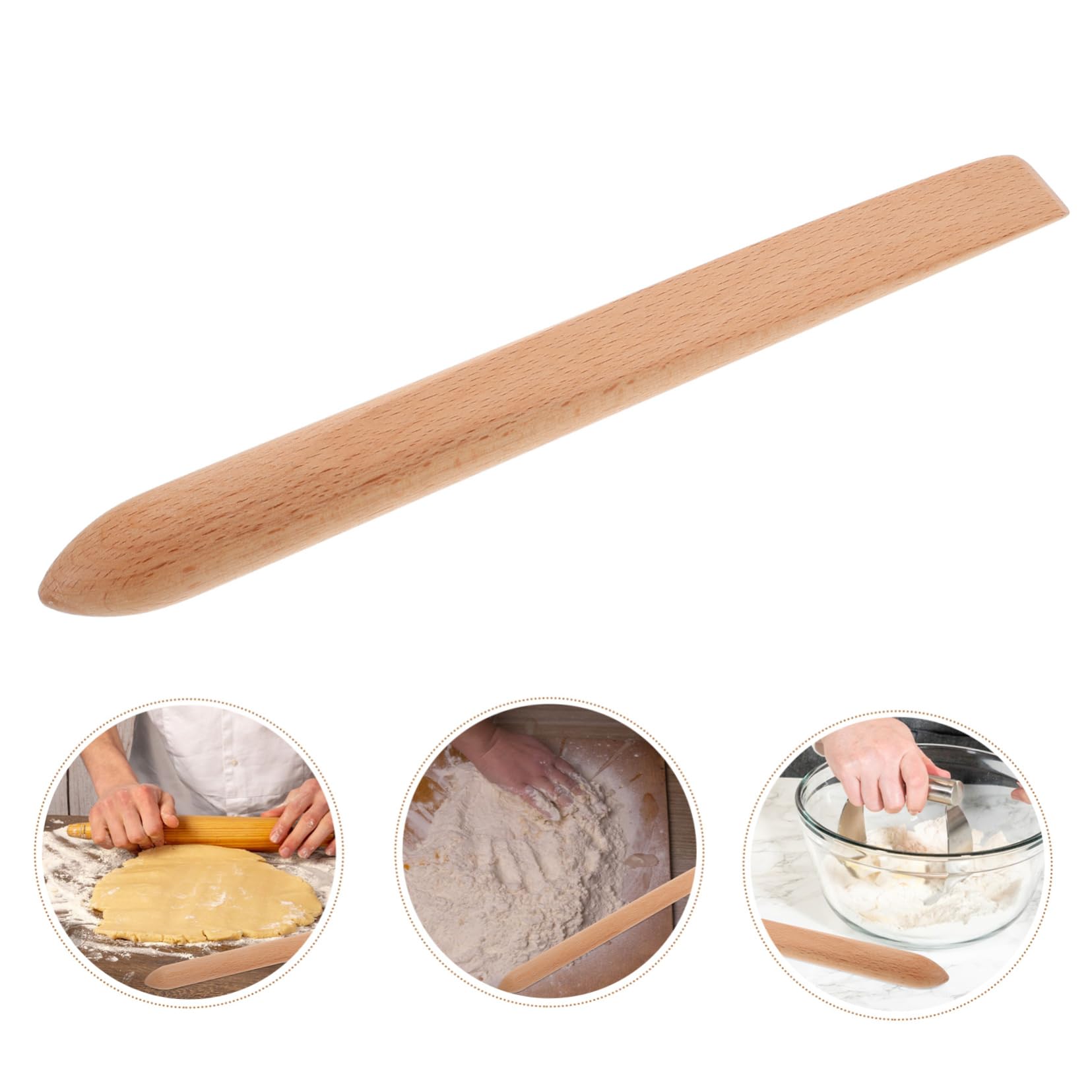 Bâtonnet Mélangeur Ustensile Sûr et Essentiel en Bois Beige 28cm pour Pâte à Pain Cuisine Fabrication du Pain Levain