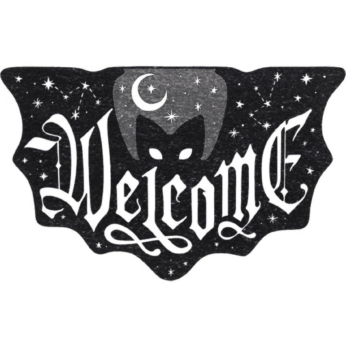 Ro Rox Welcome Cat Doormat Bat Shaped Gothic Nonslip Décor Rug Halloween Indoor Outdoor