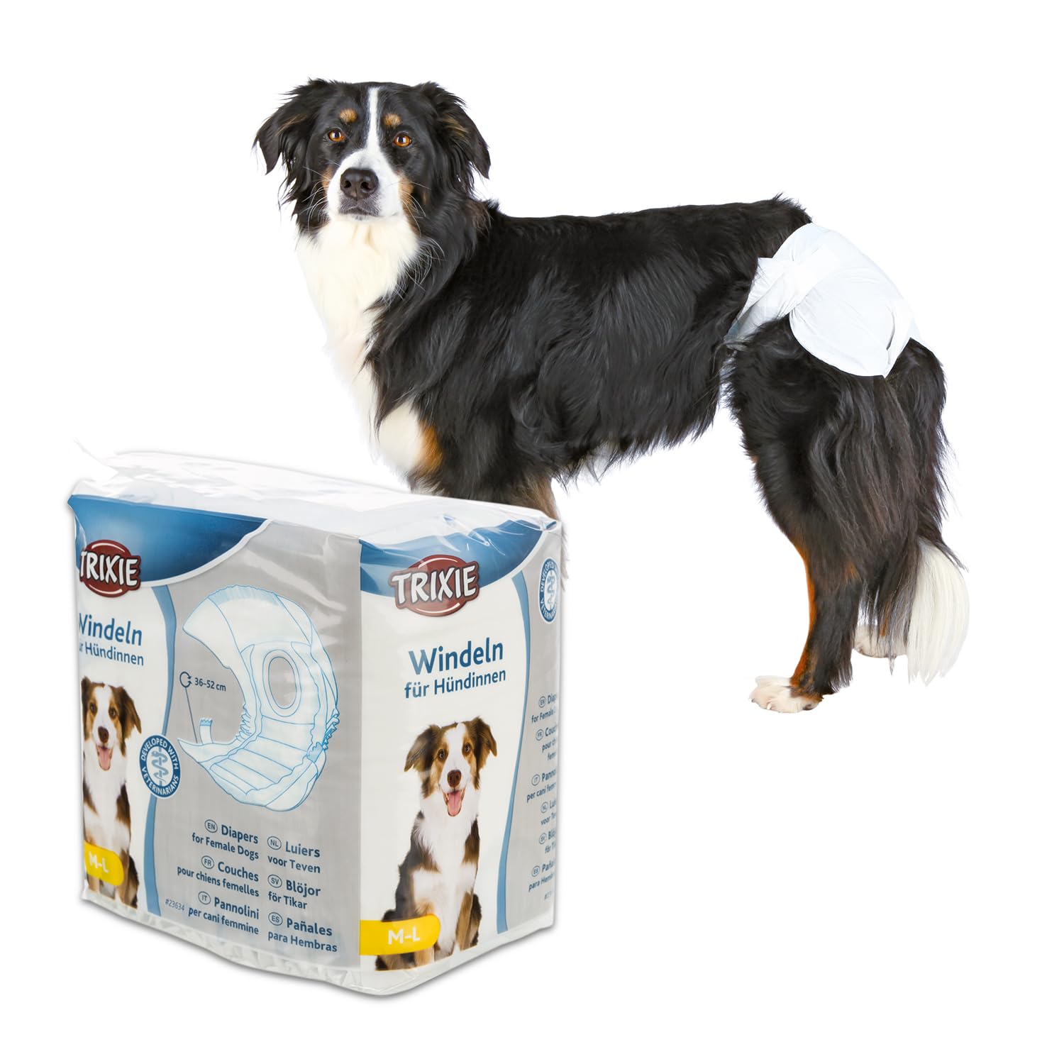 Trixie Disposable Diapers for Female Dogs, Designed for Dogs in The Season to Prevent Staining of Carpets & Other Fabrics Highly Absorbent and Easy to Use - M-L 36-52cm 12 Pcs (B09NWB4SY1) Amazon Price History, Amazon Price Tracker