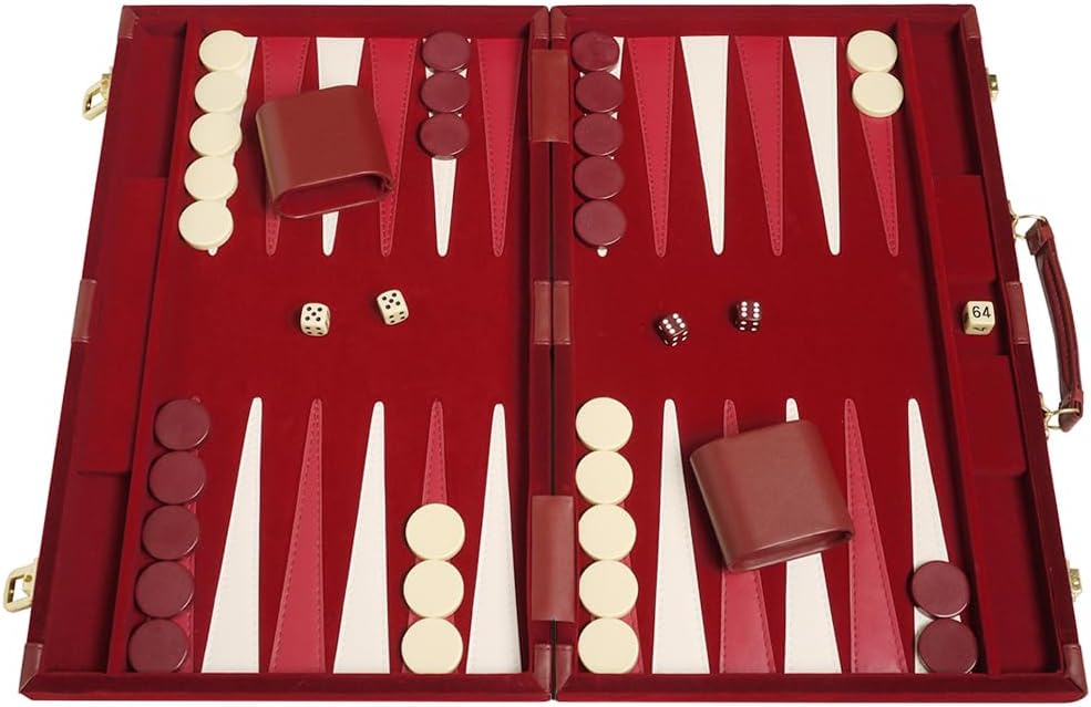18" Deluxe Backgammon Set - Maroon, Classic Board Game
