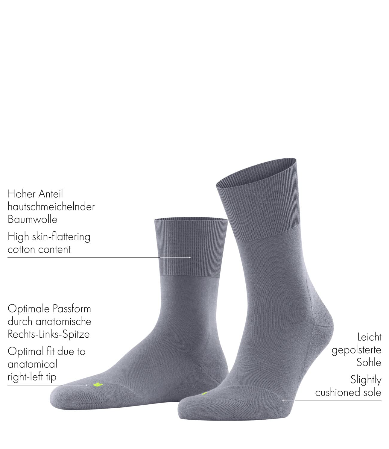 FALKE Men's Run Plush Sole Sock, 16605, Magnet, L