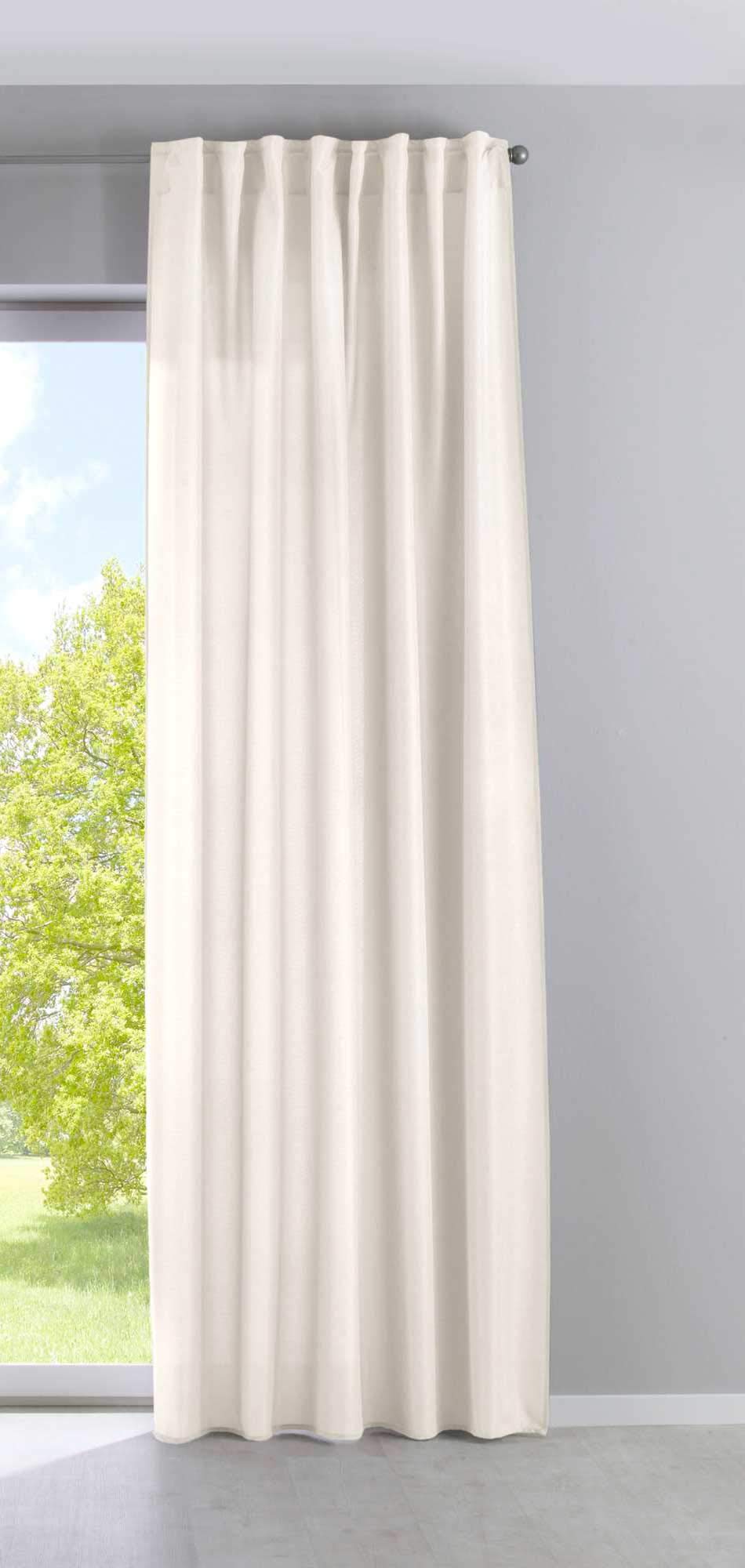 Gardinenbox Cationic Jena 2019037 Concealed Loops 250 x 300 cm Cream Opaque Linen Look Mottled Curtain with Tiebacks - Image 4