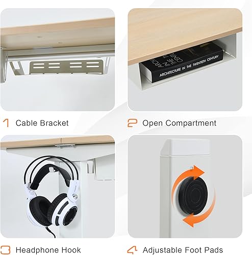 Miniatura 8 de Tangkula Escritorio eléctrico de pie ajustable en altura con puerto USB, estación de trabajo de computadora sentado a pie de 48 pulgadas, escritorio