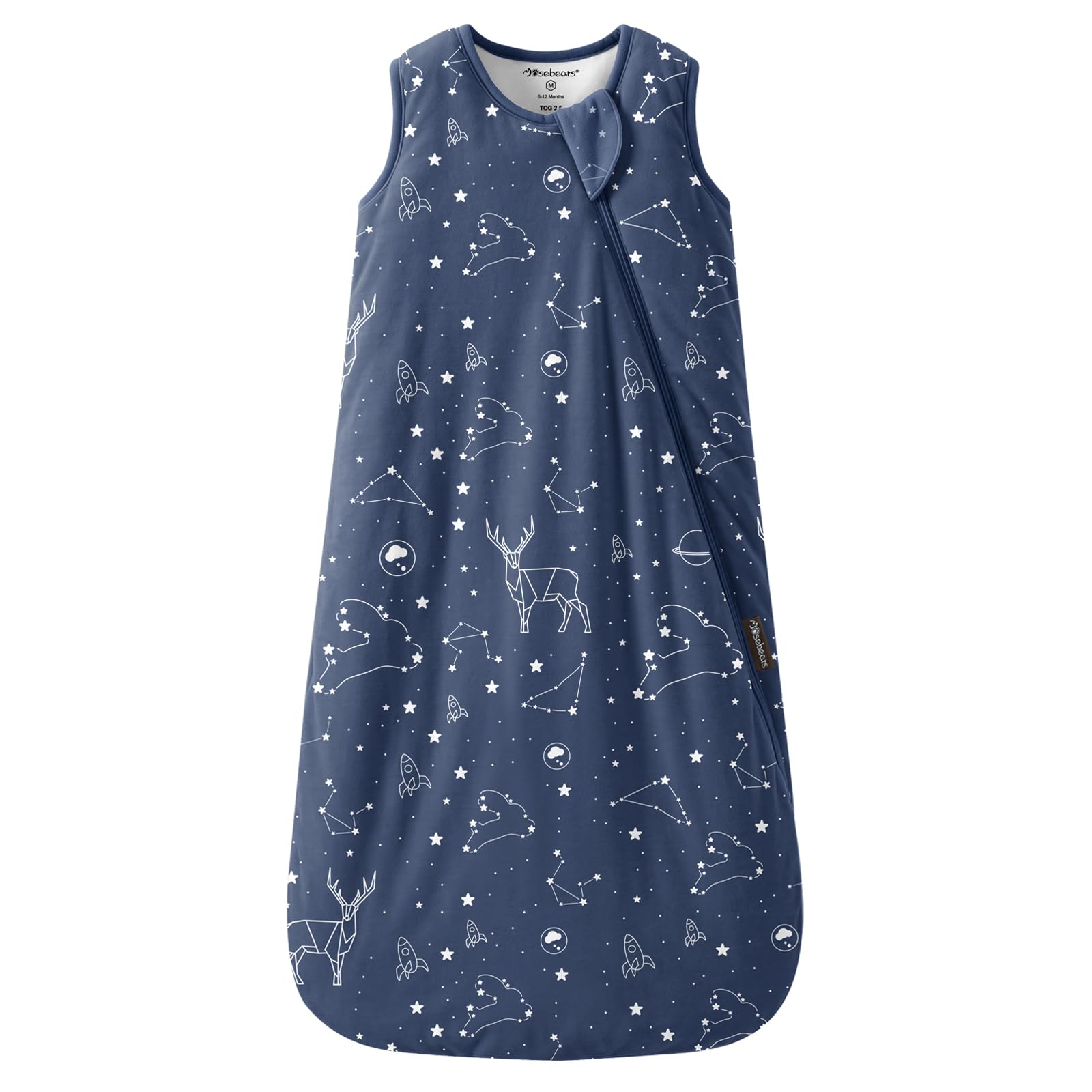 Mosebears sacco nanna invernale bimbi 2,5 tog, sacco nanna neonato fibra di bambù, morbidissimo, caldo e confortevole(Navy Blue,0-6 mesi)