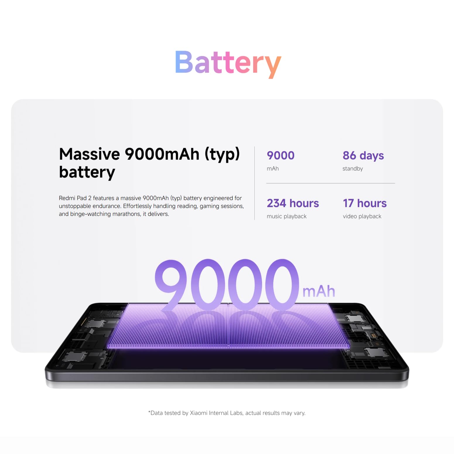 XIAOMI Redmi Pad 2, 8+256GB, Mint Green, 11" 2.5K crystal-clear display, Massive 9000mAh(typ) battery, Advanced Helio G100-Ultra, Quad speakers for immersive sound (No power adapter included) — view 2