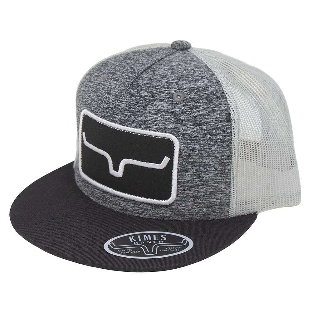 Kimes RanchUnisex Banner Ventilated Trucker Adjustable Snapback High-Profile Flat Bill Logo Cap/Grey Heather