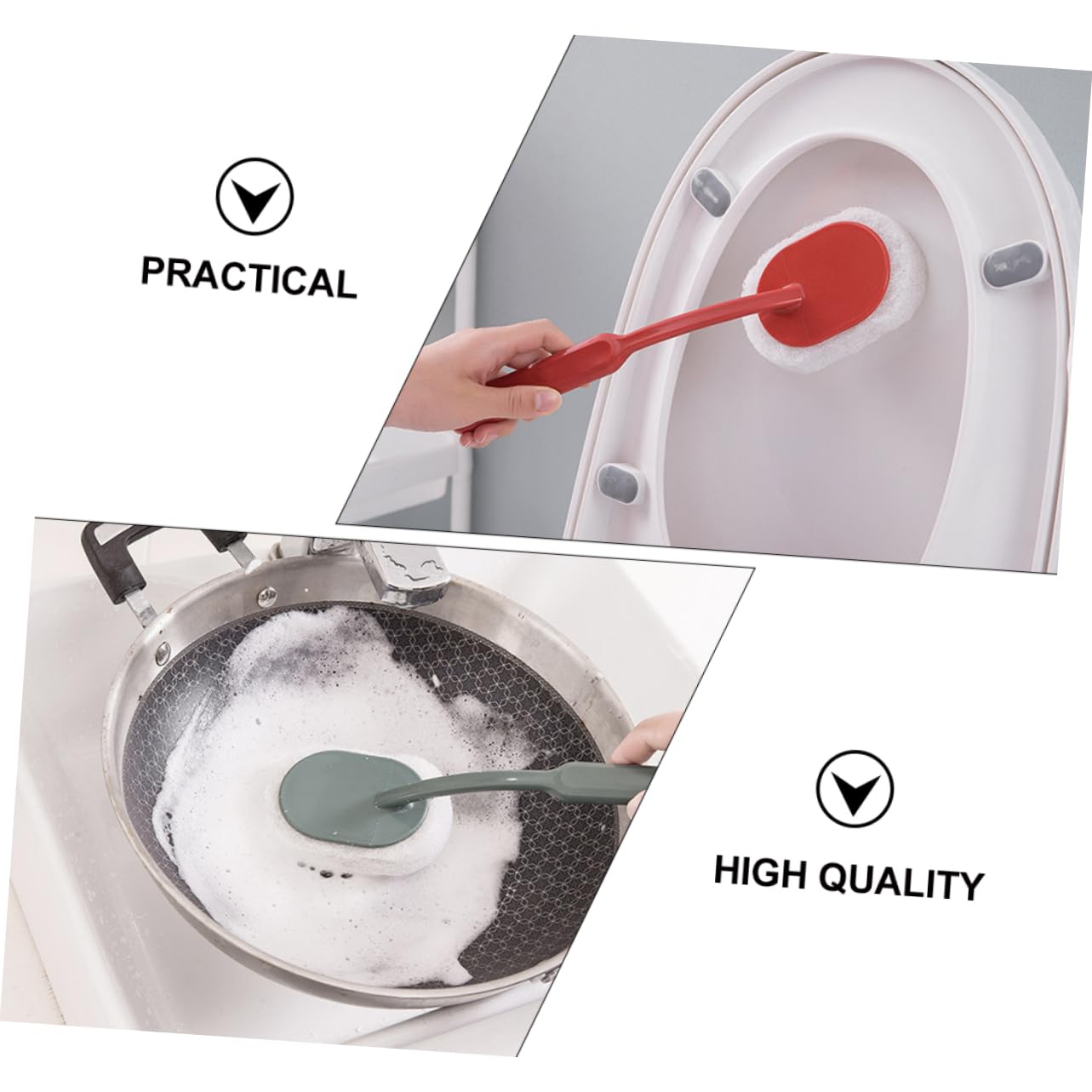 BEBEMOKO 2sets Decontamination Brush Long Handle Sponge Brush for Bath Kitchenware Sink and Bathtub Cleaning 3pcs*2