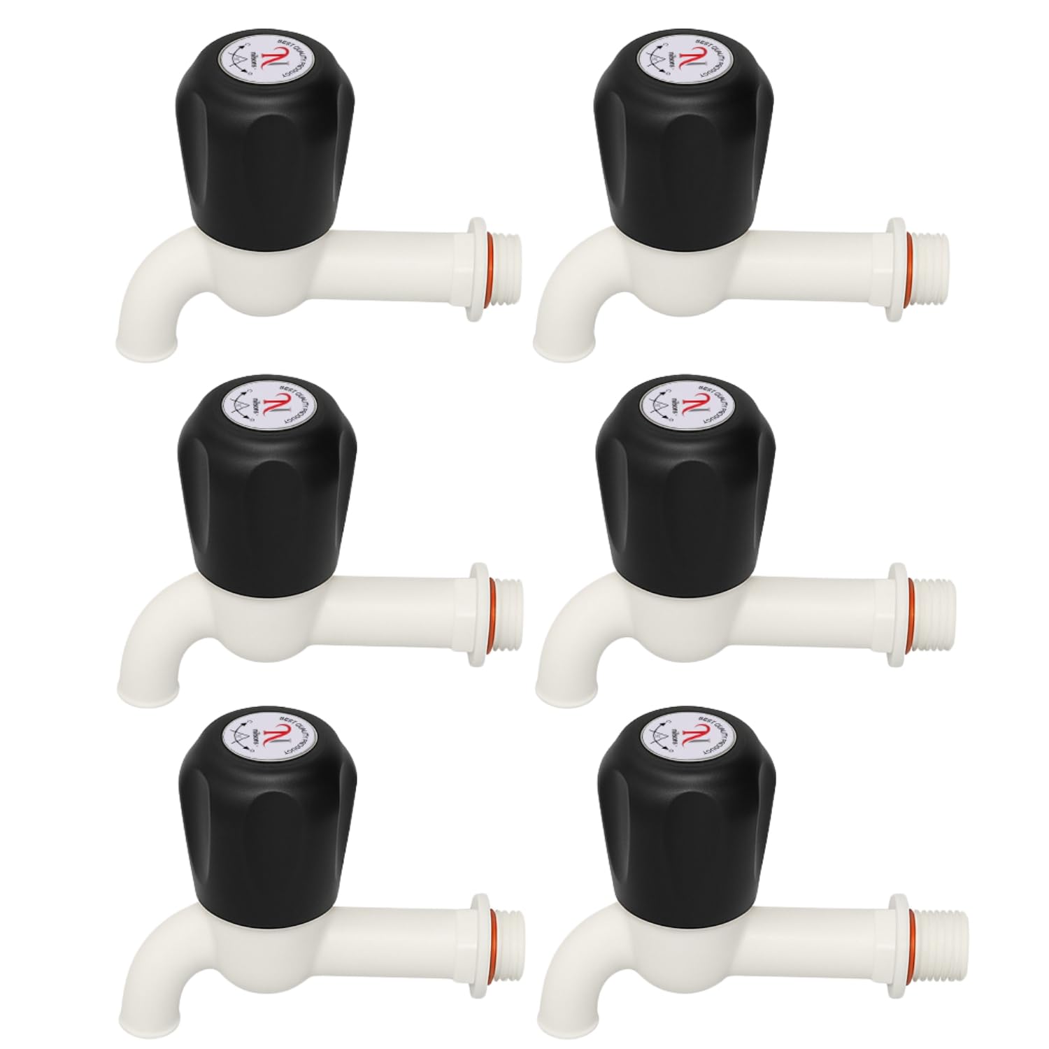 PVC Black Classic Bib Cock Tap (6 Pieces Set) | Heavy Duty Plastic Water Tap for Bathroom & Utility Use | Durable Bib Cock-picture-57
