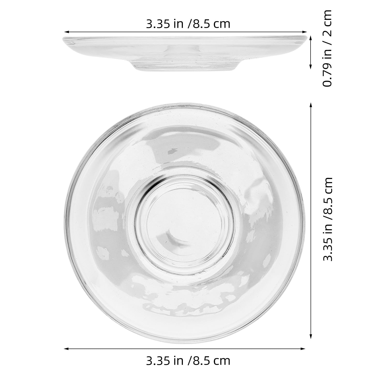 Piattini Trasparenti in Vetro Rotondi 8,5 CM, Piatti per Tazzine da caffè e Snack, Durevoli e Leggeri, Adatti per Casa e Uso Professionale, Set da 2 Pezzi Riutilizzabile