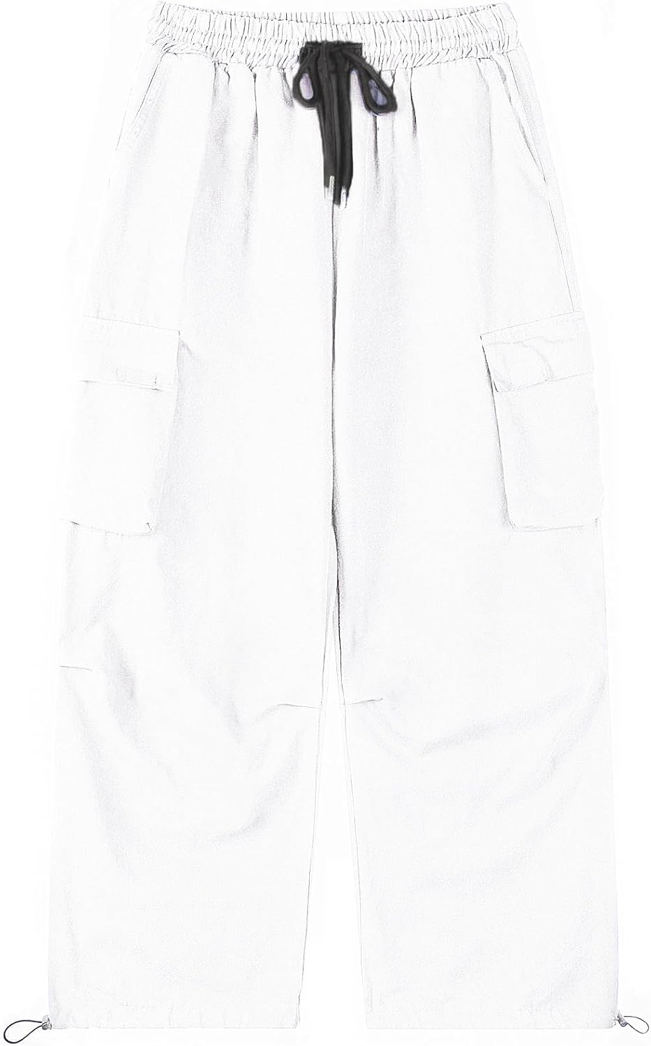 Men's Casual Cargo Pants Elastic Waist Drawstring Street Hip Hop Trousers with Pockets