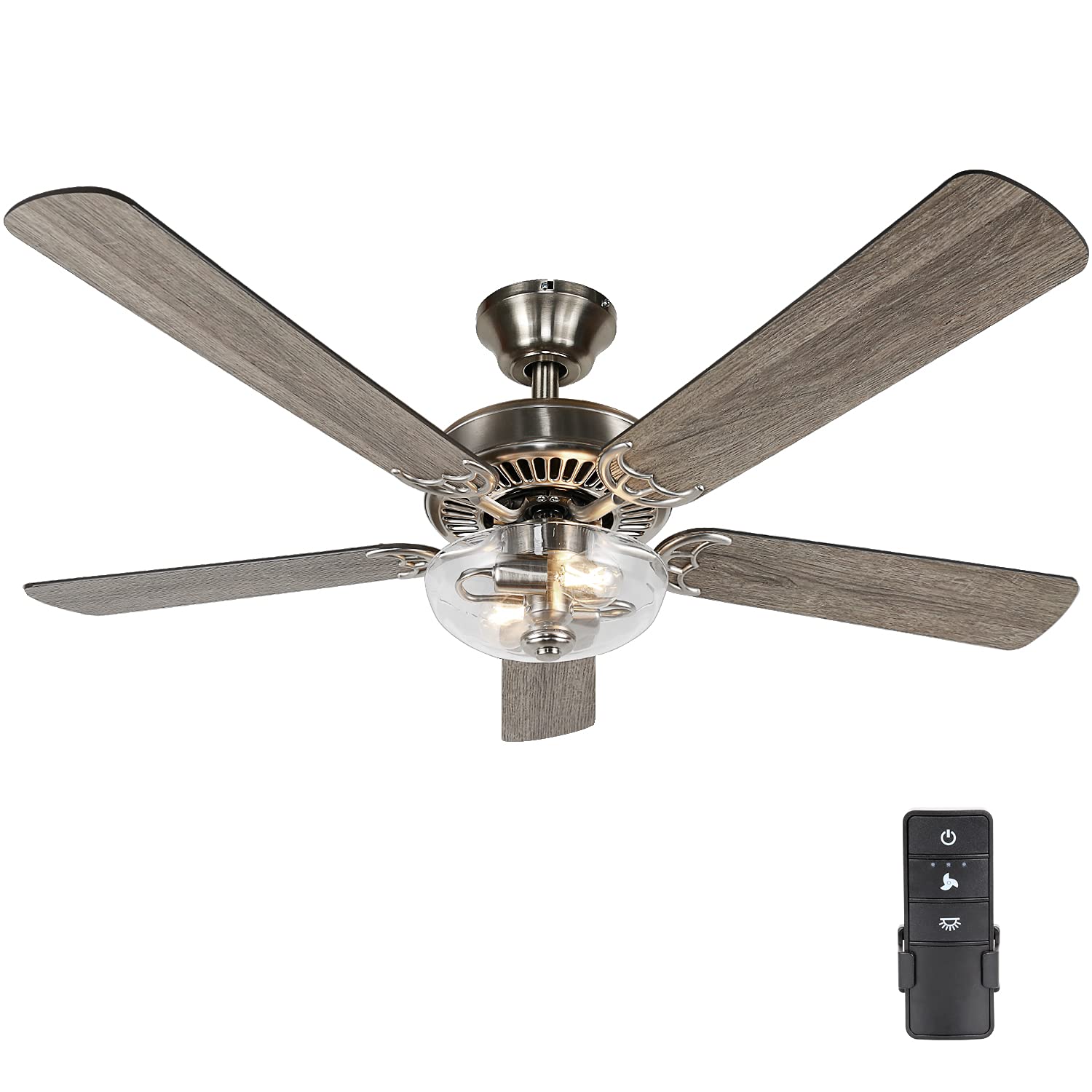 Buy Hykolity 54 Inch Indoor Ceiling Fan with Dimmable Light Kit and