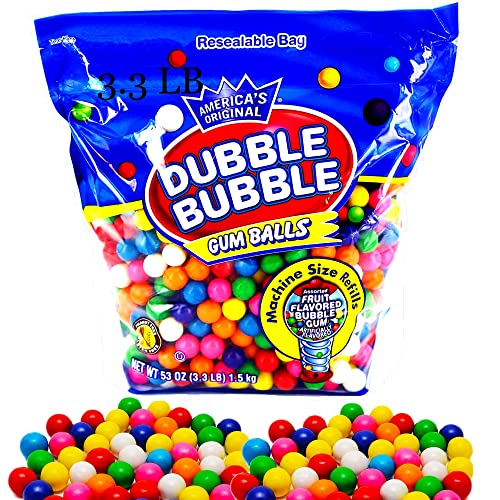 Gumballs For Gumball Machine Refills - 53 Ounce Dubble Bubble Chewing Gum Bulk Antique Style Gum Balls vintage Old Fashioned Candy -Mini bubble Gumballs 3.3 lb For Kids Toy Bank USA Coins - Candy Dispenser Playo Gumballs For Gumball Machine Refills - 53 Ounce Dubble Bubble Chewing Gum Bulk Antique Style Gum Balls vintage Old Fashioned Candy -Mini bubble Gumballs 3.3 lb For Kids Toy Bank USA Coins - Candy Dispenser Playo