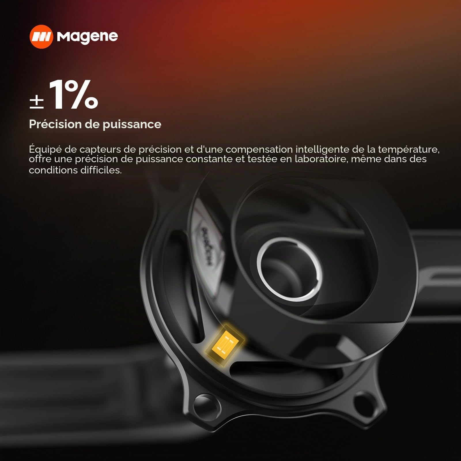 Magene PES P515/P505 Medidor de Potencia Con Bielas, Base 4 Boulons, 110BCD, Equilibre de Pédale de Cadence, Broche en Acier de 24MM