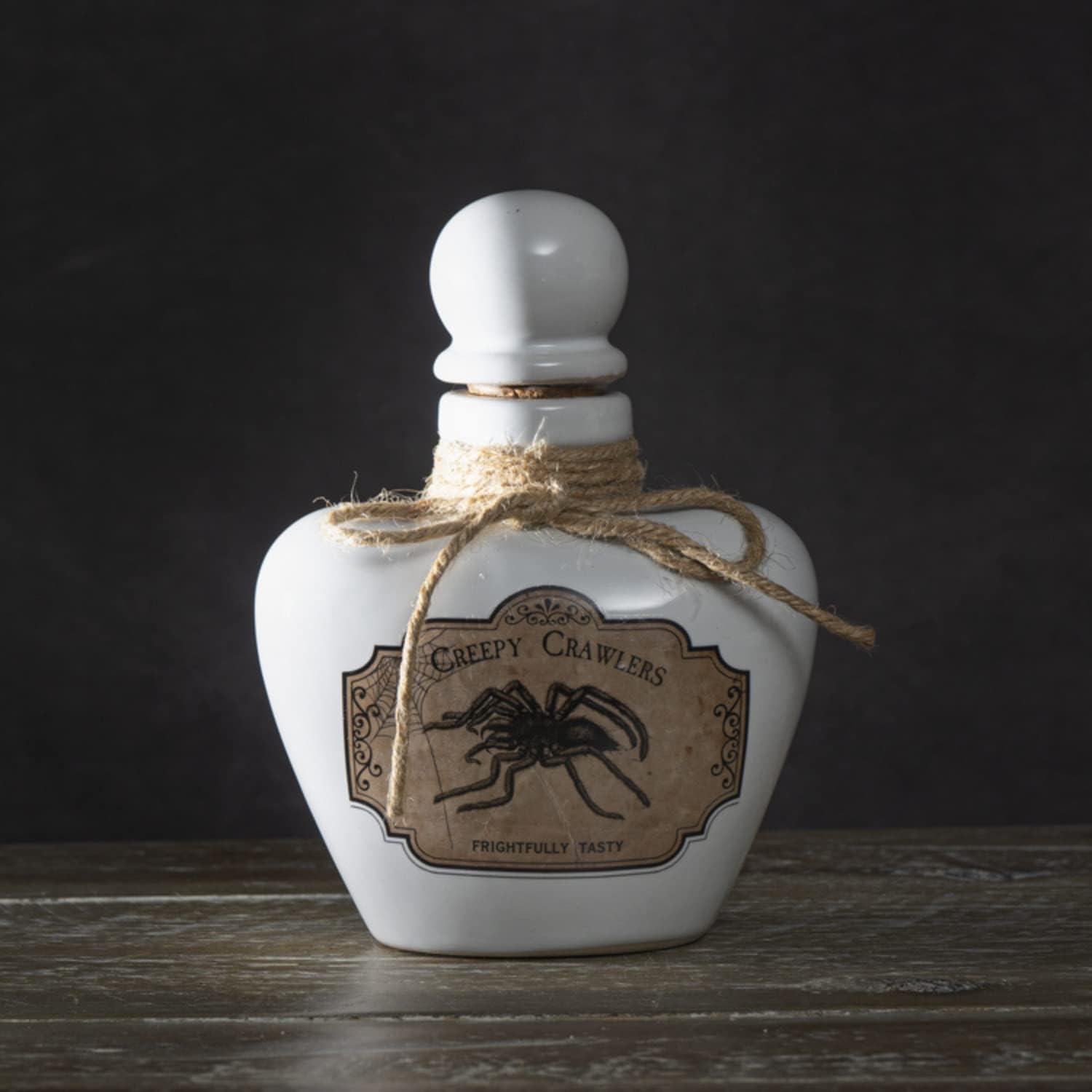 White Creepy Crawlers Ceramic Bottle Decorations, Spooky Tabletop Decor, 4.53" X 2.83" X 5.51"Size
