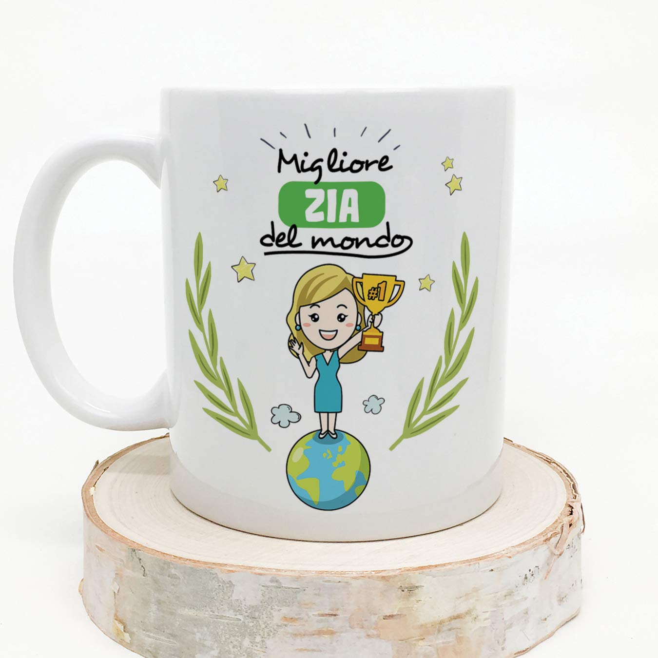 Mugffins Tazza Zia Migliore Zia del Mondo Ceramica 350 ml Idea Regalo Compleanno
