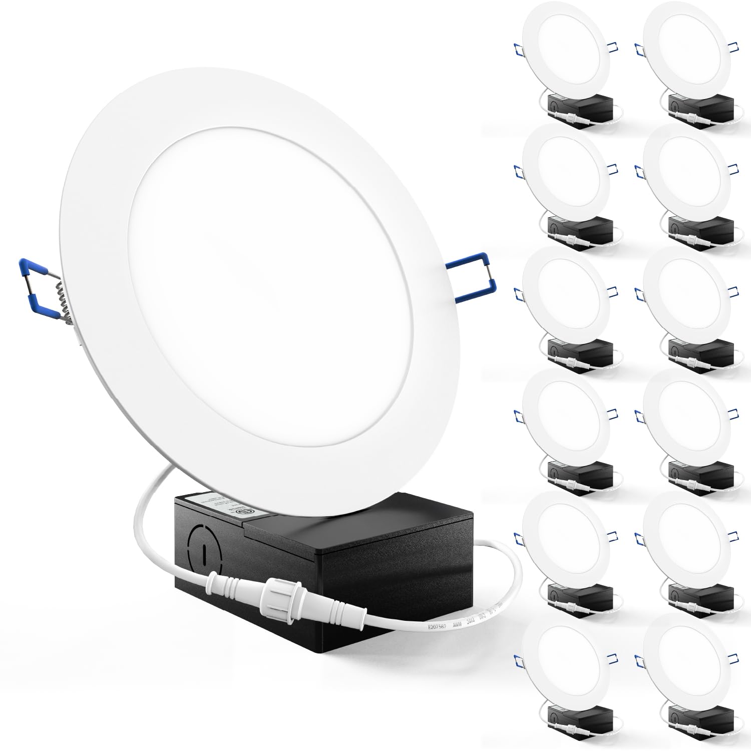 Sunco 12 Pack Recessed Lighting 6 Inch LED, Canless Ceiling Lights Slim with Junction Box, 850 LM, 14W (100W Equivalent), 3000K Warm White, Dimmable, Wafer Thin, 50000 Lifetime Hours ETL
