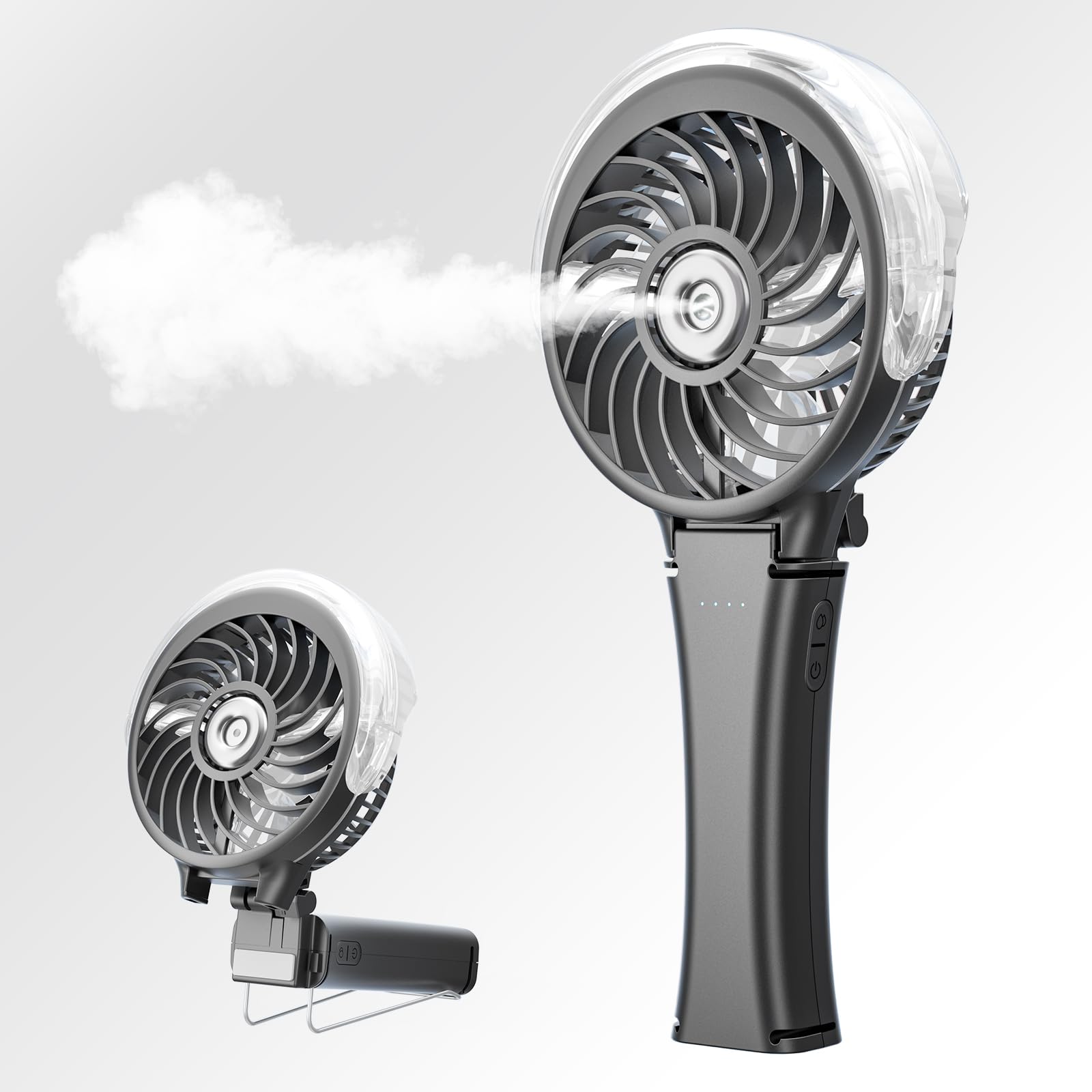 HandFan 2025 Upgraded Portable Misting Fan, Two Button Easy Operation, Handheld Rechargeable Mister Fan, Spray Water Mist Fans, Mini Electric Cooling Fans for Travel, Outdoors, Disney(Black)