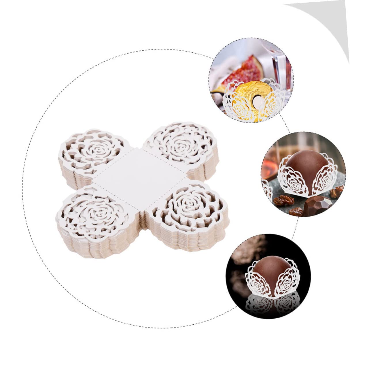 Ciieeo 5 Juegos Bandeja De Chocolate Separador De Chocolate Decoración De Chocolate Papel De Embalaje De Chocolate Cajas De Galletas Neto Envoltura De Chocolate De Boda 100 Uds * 5