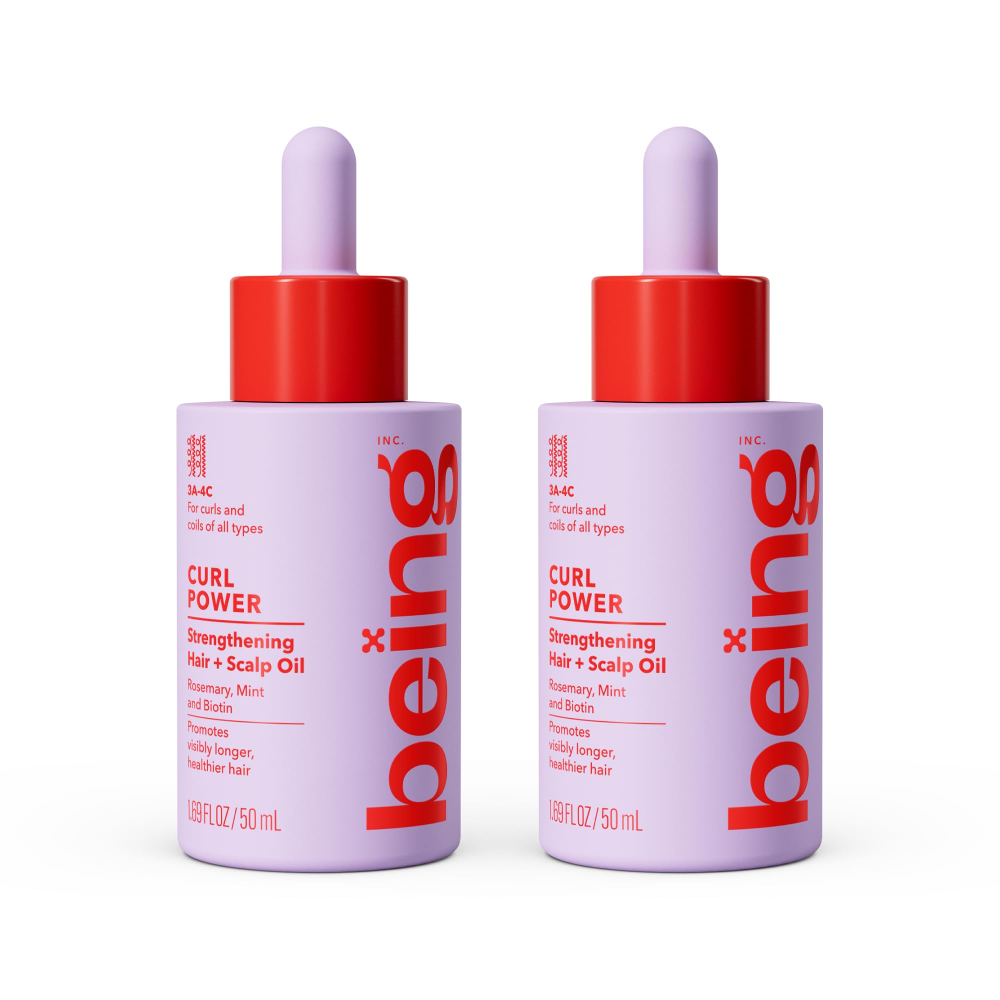 being CURL POWER Strengthening Hair and Scalp Oil with Rosemary, Mint and Biotin 50mL(Pack of 2)