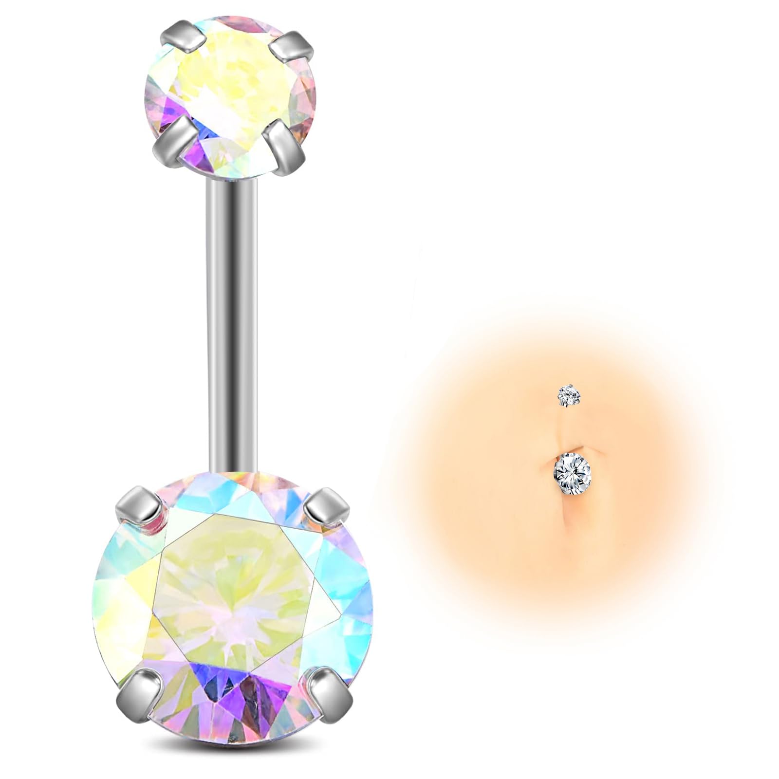 Piercing De Ombligo De Titanio - 14G, Con Opciones De Longitud 10/12/14 Mm, Hipoalergénico Y Seguro Para Piel Sensible