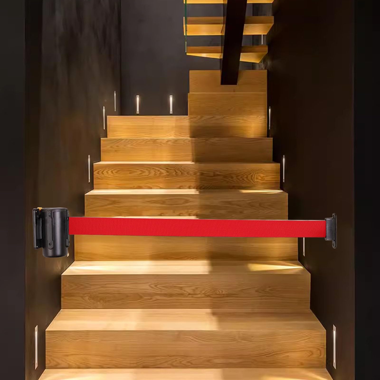 cinta de señalización, Montado en la pared con cinturón rojo, se pueden cambiar libremente 3 direcciones de aislamiento(A,5M/16.4FT)