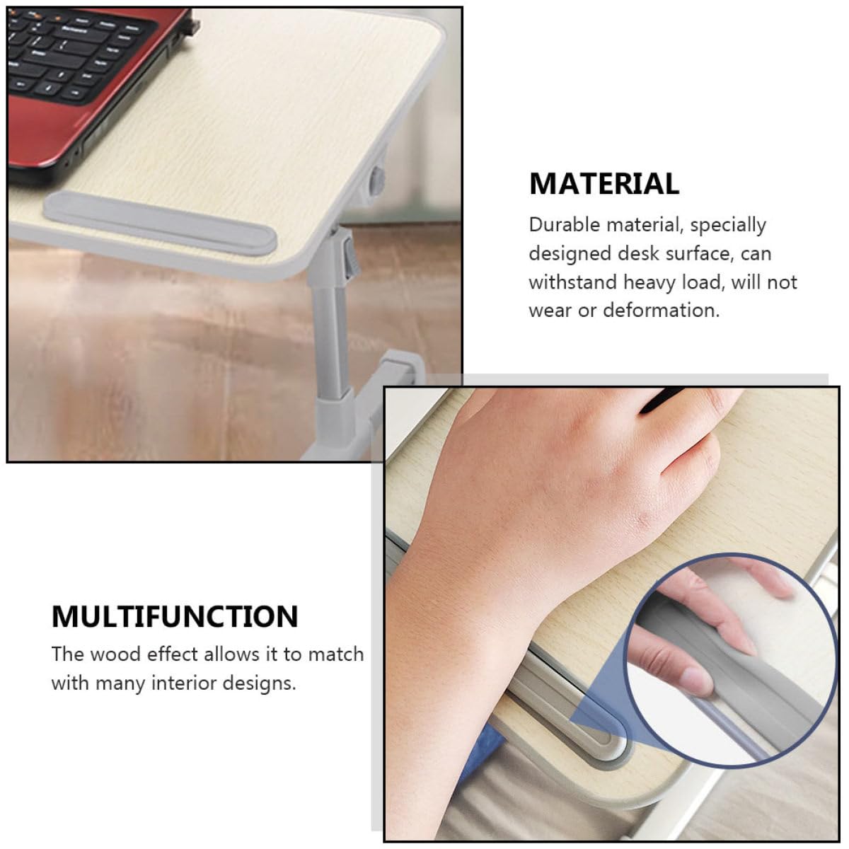 COHEALI Bureau Pliable en Bois Beige, Table d'Écriture Réglable Maison, Pratique pour Étudiants, Simple et Fonctionnel