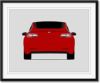 Tesla Model 3 (2017-Present) (Rear) Inspired Poster Print Wall Art Decor Handmade Tesla Motors (Unframed)