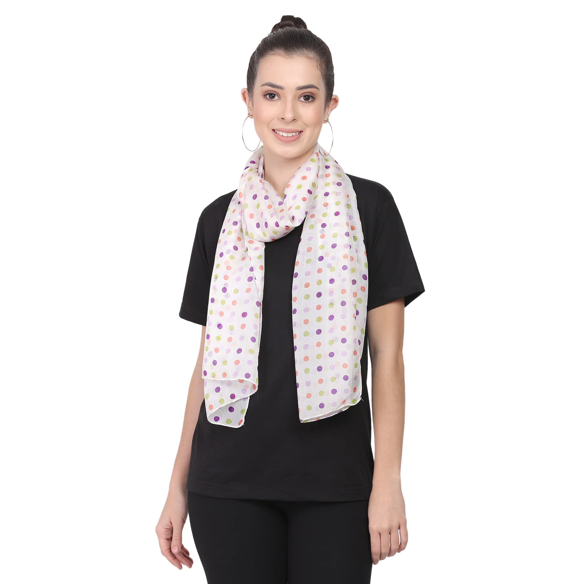 Cashmere CraftPure Silk Multicolor Polka Print Scarf Stole 3SILPOPG10