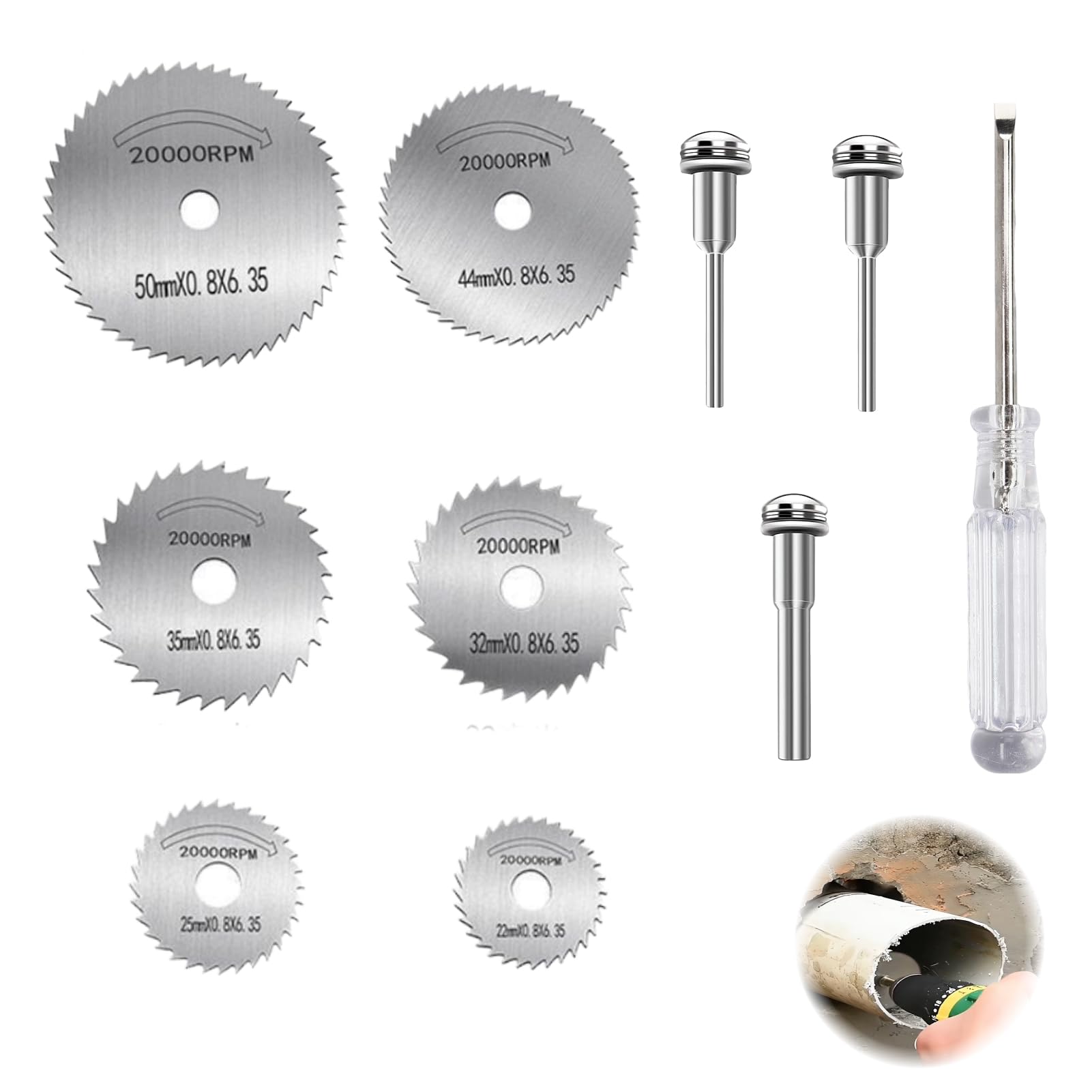 10 Pezzi Dischi da Taglio per Dremel, set mini lame HSS ad alta velocità, 6 misure per legno, plastica, alluminio, rame, metalli morbidi, accessori per bricolage e precisione