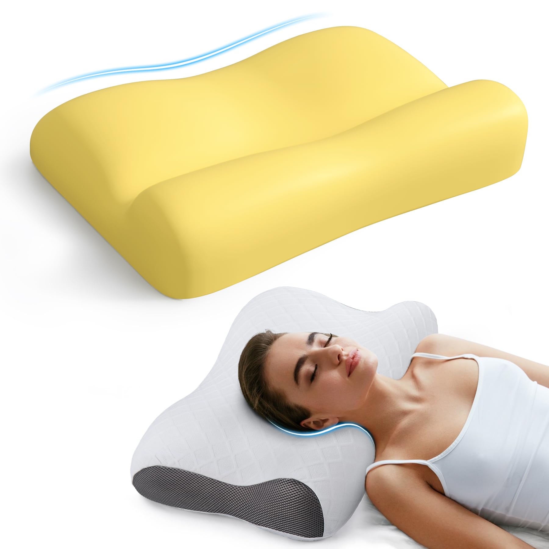 Memory Foam Bed Pillow for Sleeping Ergonomic Cervical Neck Support Orthopedic Contour Pillow for Side Back Stomach Sleeper