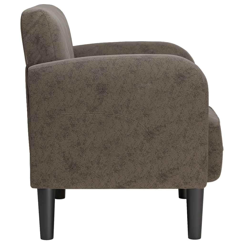 Fotel z podłokietnikami, ciemnoszary, 54 cm, sztuczna skóra, fotel wypoczynkowy do salonu, sypialni, przytulny, maks. 110 kg, wytrzymała rama drewniana, łatwy w pielęgnacji