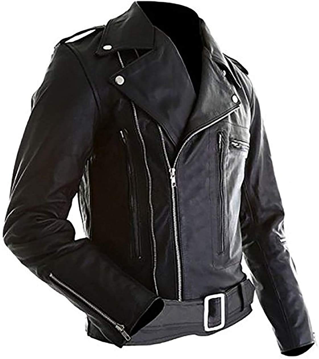Brando Vintage Cafe Racer - Chaqueta de piel para hombre