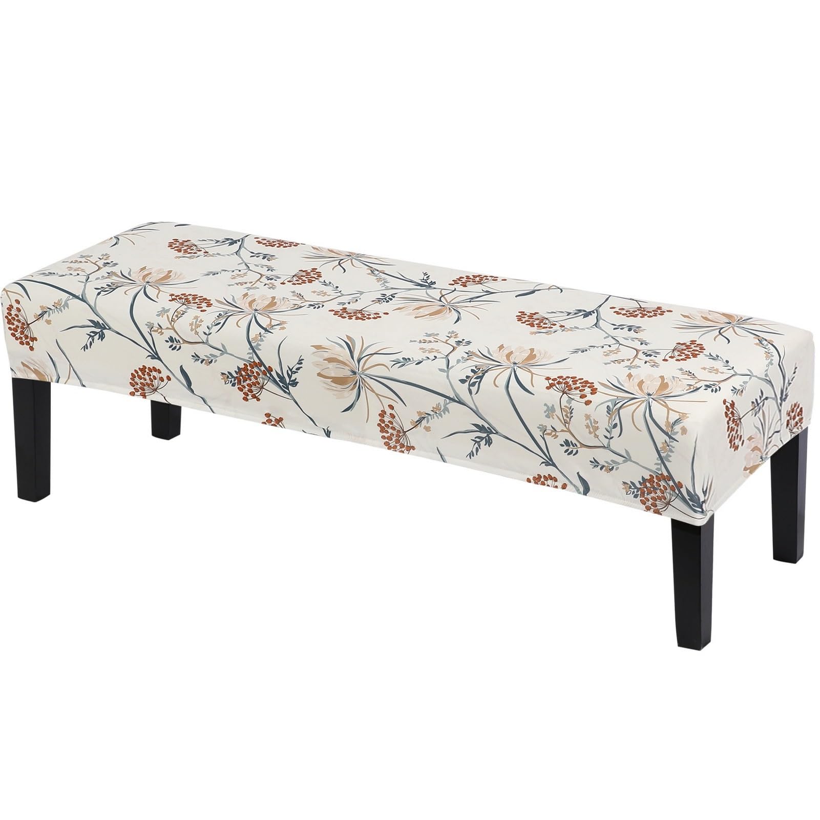SearchI Dining Bench Cover, Stretch Washable Long Bench Seat Covers, Rectangle Dining Table Bench Slipover for Dining Room Living Room Kitchen(Flower 1)