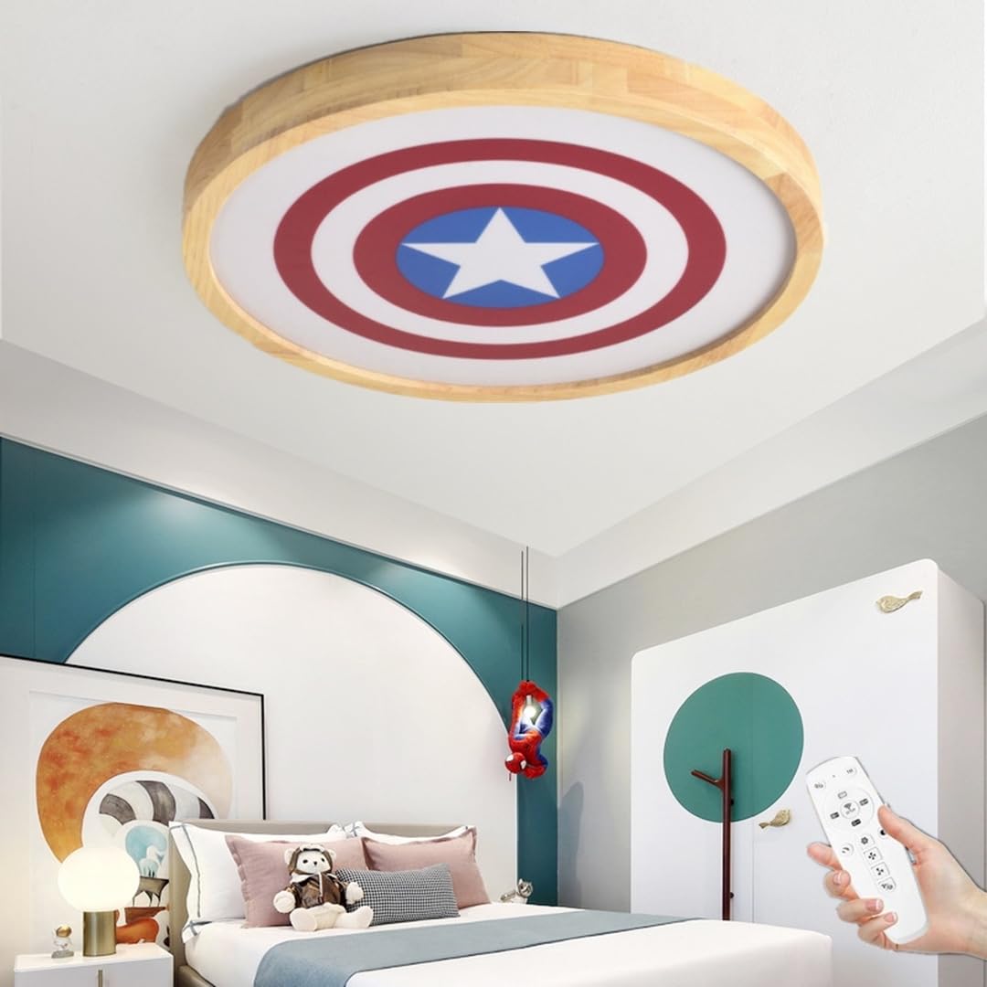 Capitan America LED Lampada A Soffitto Rotonde Design Plafoniera Cartoon Camera Dei Bambini Illuminazione Ragazzo Cameretta Luci Dimmerabile Con Telecomando Ultra Sottile Lampadario,40cm